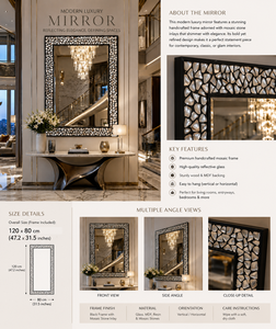 Mother of Pearl <b>MOP</b> <b>Wall</b> Mirror Pebble Design Decorative Mirror Bathroom Bedroom Living Room Modern Stylish <b>Wall</b> Mounted 24*Inch - Product Image 2
