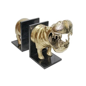 New design Brass Hippo Bookend Set 2 Piece Black Metal <b>Decorative</b> Animal <b>Book</b> Holder Modern Desk Organizer Home Office Shelf New - Product Image 2
