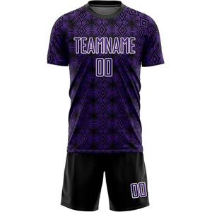 ชุดฟุตบอลแบบซับลิเมชั่นลายเรขาคณิต ผ้าโพลีเอสเตอร์แห้งเร็ว ชุดเสื้อและกางเกงขาสั้น สำหรับผู้ใหญ่ทุกเพศทุกวัย ใช้ได้ทุกฤดู - Product Image 5