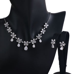 Conjunto de Collar Romántico Unisex con Diamantes Blancos Naturales de Corte Brillante Redondo, Certificados por IGI, Chapados en Oro de 18K, para Joyería de Boda - Product Image 3
