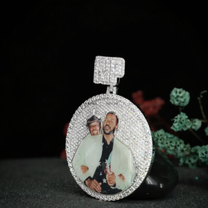 จี้ห้อยรูปภาพหรูหราสไตล์ฮิปฮอป ทำจากเงินแท้ชุบทอง ประดับเพชรโมอิสซาไนต์แบบไมโครเพฟ สำหรับเก็บความทรงจำ - Product Image 3