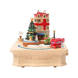 Caja Musical de Madera de Lujo Ecológica con Manivela, Modelo 2026-0115-1, Maravillosa Vida, Material de Arce Duro, Campanas de Navidad - Product Image 1