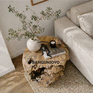 Modern Wood <b>Side</b> <b>Table</b> Handmade Natural Hollow Design Living Room Furniture - Product Image 3