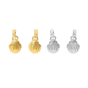 Orecchini a Cerchio Tz con Design a Conchiglia Dorati Argentati in Acciaio 6mm 12 Pezzi - Product Image 2