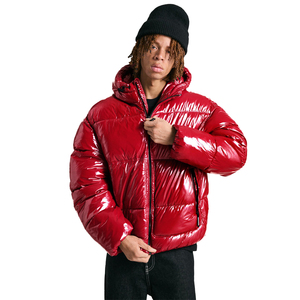 Men's Hooded Puffer <b>Jacket</b> Winter Warm Asymmetrical Zipper Quilted Down Coat <b>Waterproof</b> Lightweight Outerwear - Product Image 1