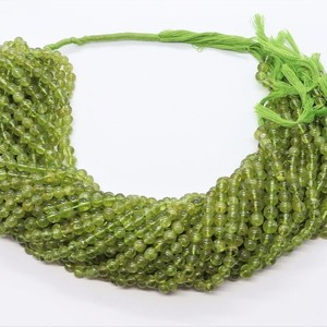 Cuentas redondas de peridoto natural liso AAA de 5-6 mm, bolas de peridoto lisas, hilo de 13 pulgadas, cuentas de peridoto verde para la fabricación de joyas. - Product Image 3