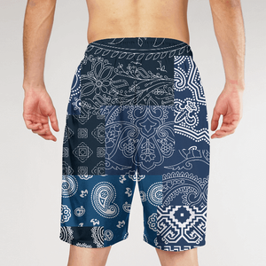 Shorts de bain pour hommes à séchage rapide avec motif nuage, taille à cordon de serrage, longueur mi-cuisse, maillot de bain décontracté imprimé bleu, violet, jaune - Product Image 4