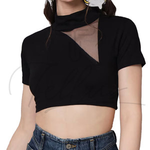 Top Corto de Mujer Transpirable y Personalizable de Alta Calidad, Venta al Por Mayor OEM Disponible, Top Corto Estampado para Mujer - Product Image 1