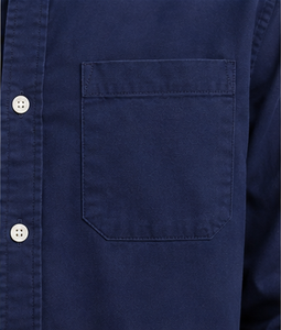 Chemise décontractée pour homme, bleu marine, col boutonné, manches longues - Product Image 5