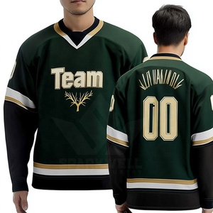 Jersey de Hockey sobre Hielo Personalizado para Hombre, Sublimado, Cuello en V, Absorbente de Humedad, 280g, Poliéster, Manga Tres Cuartos, Corte Regular para Adulto, 3D - Product Image 4