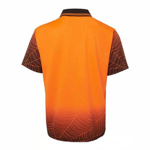 Polo personnalisé en sublimation motif toile d'araignée pour homme, vêtements de sport de golf, séchage rapide, respirant, uniforme d'équipe orange, chemises en sublimation pour homme - Product Image 2