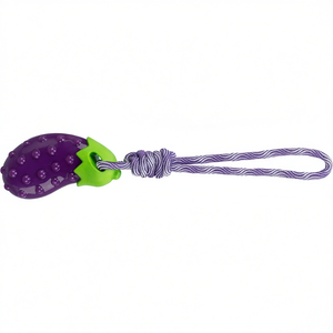 Jouet pour chien en TPR en forme d'aubergine, 13 cm, avec ficelle, jouet interactif pour animaux de compagnie - Product Image 2