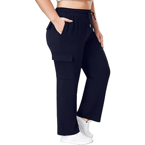 Spring Women Cargo Pants Casual Loose Fit Solid <b>Trousers</b> <b>Elastic</b> <b>Waist</b> Breathable Multi Pocket Cargo Pants for Women - Product Image 6