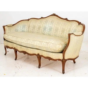 Home Furniture Upholstered Three Seat <b>Sofa</b> Curved Arms <b>Wood</b> <b>Frame</b> Fabric Cover Living Room Furniture - Product Image 2