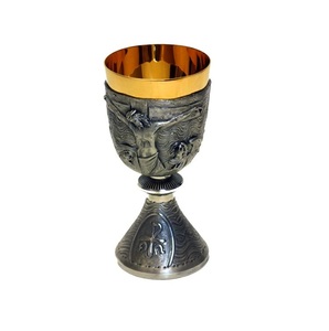 Awesome Chalice Brass Grey Color Also Customized With Etching Design Chalice is handmade high-quality brass church supplies - Product Image 1