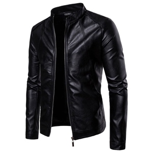 Chaqueta de Invierno de Cuero Genuino para Hombre, Estilo Biker, Corte Ajustado, Cuello Alto, Logotipo Personalizado, Calidad Premium - Product Image 1