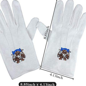 Gants en coton blancs Griptight Fitness, motif carré et boussole maçonniques, pour la franc-maçonnerie, le sport et l'utilisation médicale - Product Image 5
