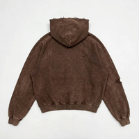 Sweat à capuche unisexe personnalisé, délavé à l'acide, effet soleil, en tissu épais, brodé, uni, coupe oversize, vieilli et délavé au soleil