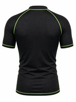 T-shirt de compression à manches courtes pour homme - Noir, protection UV UPF50+, respirant, logo 3D en silicone, surpiqûres vert fluo pour la gym