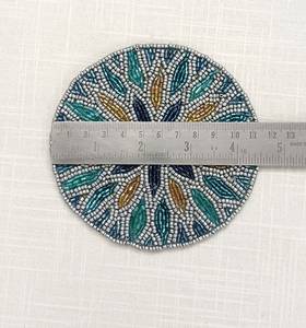 <b>Set</b> of <b>4</b> handmade beaded blue gold star burst coasters - Product Image 2