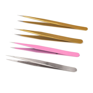 Pince à épiler professionnelle classique pour extensions de cils, courbée et droite, avec étui de protection en Rexene - Product Image 6