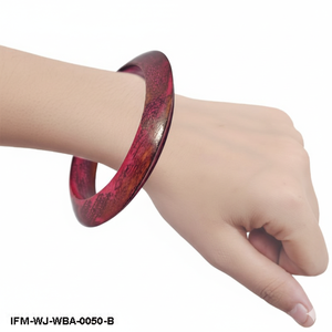 Bracelet en bois vieilli style vintage, peint à la main en magenta et tons terreux, bijoux ethniques de style indien - Product Image 3