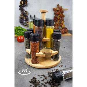 Set di spezie con piattaforma girevole 12 pezzi di zenzero, piattaforma rotante Set di 12 pezzi con supporto in legno - Product Image 2