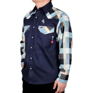 Welding Work <b>Shirt</b> Western Style Outfitting FR Welding <b>Shirt</b> Lightweight Tripled-Stitched Cotton <b>Flame</b>-Retardant Plus Size <b>Shirt</b> - Product Image 5