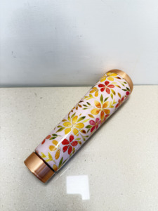 Botella de Agua de Cobre Puro con Estampado Floral de Lujo, Recipiente para Bebidas Pintado con Esmalte, Diseño Floral, con Tapa Hermética - Product Image 4