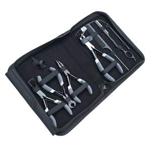 Kit d'outils tout-en-un pour extensions de cheveux noir, comprenant une pince à micro-perles, une pince à sertir à poignée en caoutchouc, un outil à boucles et un rasoir de coupe. - Product Image 1