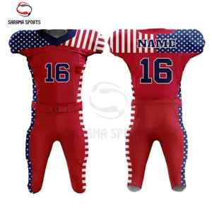 เสื้อฟุตบอลระบายอากาศได้ดี ผลิตจากโพลีเอสเตอร์ สไตล์อเมริกัน รับสั่งทำแบบซับลิเมชั่น ปักชื่อ ชุดยูนิฟอร์มอเมริกัน - Product Image 1