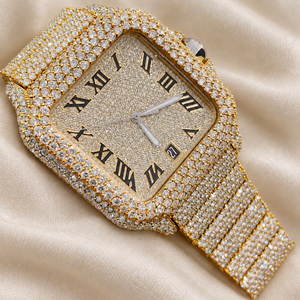 นาฬิกาข้อมือ Raj Gems Luxury Square Diamond หน้าปัดอนาล็อก แสดงวันที่ รุ่น Unisex ขนาด 40 มม. เครื่องจักรกล ตัวเรือนสแตนเลสคุณภาพสูง สายรัดแบบ Butterfly Clasp - Product Image 5