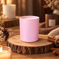 Bocal à bougie en verre rose pulvérisé, 200 ml 300 ml, pot à bougie pour hôtel, bocal à bougie avec logo sérigraphié