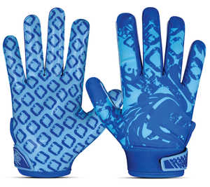 Gants de football américain personnalisés, à doigts complets, légers, avec grip, pour receveur, sangle de poignet réglable, unisexe, bleus, sports d'hiver SPORTS - Product Image 1