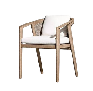 Luxury Nordic Design Outdoor Patio Furniture Solid Teak Wood Armchair Rope Woven Backrest Anti-corrosion <b>Waterproof</b> Garden - Product Image 4