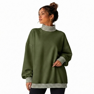 Sweat-shirt à col montant ample pour femme, vêtements urbains tendance pour tous les jours, impression de logo personnalisée, service OEM - Product Image 1