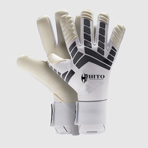 Gants de gardien de but de football blancs personnalisés, très demandés, avec latex allemand de 4 mm, coupe négative, en caoutchouc injecté de latex allemand - Product Image 1