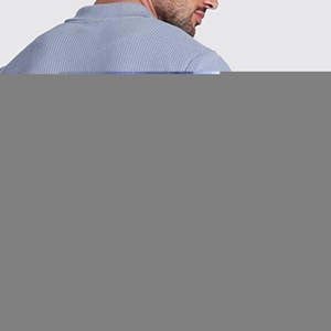 <b>Men's</b> Light Blue Striped Polo Shirt And <b>Shorts</b> Set Knitted Casual Summer Wear Breathable Streetwear - Product Image 4