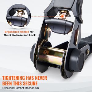 4PK Premium 1\" X 15\" Ratchet Tie Down <b>Straps</b> with Padded Handles 2200 lb Max Break Strength - Product Image 3