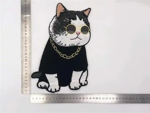 Cool <b>Cat</b> Embroidered Iron-On Patch Nonwoven Felt Applique Gift Decor - Product Image 3