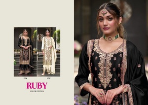Traje Salwar Chinon Festivo Especial con Bordado Rico, Prendas Étnicas de Diseñador Listas para Usar para Mujeres, Estilo Tradicional - Product Image 3
