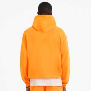 Sudadera con capucha naranja lavada para hombre, cálida y de peso pesado para invierno, con serigrafía personalizada, venta al por mayor, bajo MOQ - Product Image 5