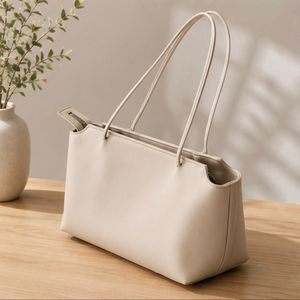Bolso Tote de Cuero Genuino para Mujer, Diseño Minimalista, Correa de Hombro, Color Marrón, Uso Diario, Estilo Casual, Parte Superior Abierta, Duradero - Product Image 5