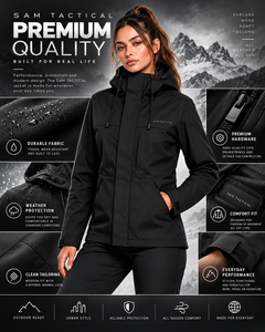 Veste imperméable noire pour femme Sam Tactical, à capuche, fermeture éclair, manteau d'hiver, prix de gros, OEM, prix bas, coupe-vent respirant - Product Image 1