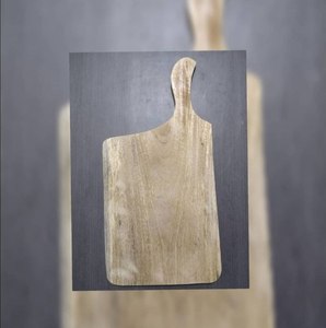 Planche à découper rectangulaire en bois avec poignée, finition naturelle, planche de cuisine monobloc - Product Image 5