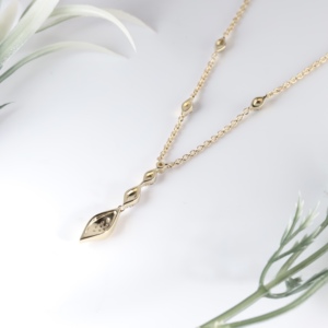 Collar con Colgante de Oro con Corte Brillante, Diseño Clásico en Forma de Y, con Diamante Cultivado en Laboratorio, Cadena de Eslabones con Borlas de Cristal, Joyería Fina - Product Image 3