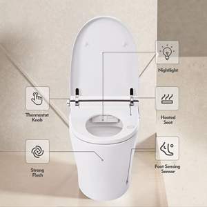 WC intelligent compact haut de gamme à double chasse, 1/1,28 GPF, avec siège chauffant et bidet à température réglable, conception sans réservoir - Product Image 6