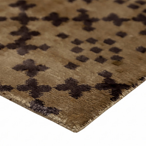 Tapis géométrique taupe beige anthracite, tapis moderne en mosaïque, tapis en laine antidérapant, écologique, tufté à la main pour salon - Product Image 6
