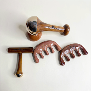 Masajeador Manual Facial y Corporal Senoras con Mango Curvo de Madera para Reafirmar la Piel, con Logotipo Personalizado, Modelo 003, Superventas - Product Image 1