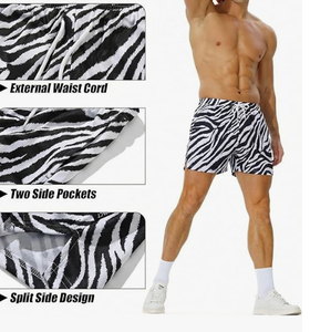 <b>Men</b> s Zebra Print Board Shorts Quick Dry Drawstring Swim <b>Trunks</b> Casual Short Shorts With Pockets Mid Waist - Product Image 4
